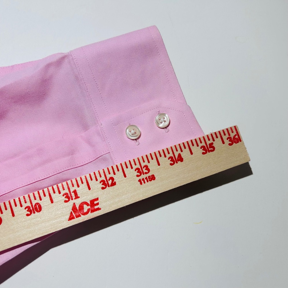 Charles Tyrwhitt 17.5 35 Slim Fit Dress Shirt Pink Non-Iron 100% Cotton Mens - Picture 8 of 9